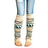 Yaofavo Women's Bohemian Knitted Leg Warmer, High Socks Boot Winter Leg Sleeve Warm Yoga Footless Socks Stocking for Women Girls (Beige, One Size)