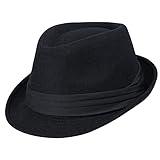 Womens Mens Classic Felt Trilby Hat Short Brim Fedora Hat Black Manhattan Gangster Jazz Hat for Unisex