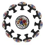 IROLSKDNFH 12 Pack Cupboard Knobs Crystal Clear Glass Cabinet Pulls, Round Knobs with Screws, Dresser Drawers Wardrobe Furniture Knobs Spring Garden Flowers Leaves and Wild Flowers
