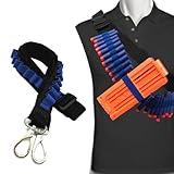 WALWAL Elite Tactical Toy Bullet Bandolier，Adjustable High Capacity Dart Carrier Compatible for Nerf Elite Blasters - Foam Ammunition Game Accessory with Elastic Rope (Bandolier Only,Blue)