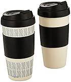 Copco 5237160 Reusable, Insulated Double Wall Travel Mugs 16-ounce White/Black , 2 Count ( Pack of 1)