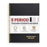 SUNEE 8 Period Teacher Lesson Plan Book - Days Vertically, Undated Teacher Planner 2025-2026 Academic Year, 8.5 x 11 Inch, 104 Pages/52 Sheets (40 Weeks), Waterproof Plastic Cover, Back Pocket, Black
