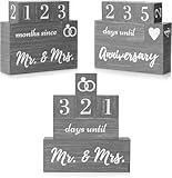 Wedding Countdown Sign - Countdown Calendar Wedding Plaque - Cute Wedding Planning Gifts, Engagement Gifts, Gifts for Fiance - Rustic Wedding Decorations, Engagement Decorations (Grey)