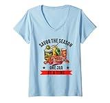 Womens Canning Season Funny Mason Jar Preserving Food Mason Jar V-Neck T-Shirt