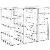 Acrylic Makeup Organizer with 13 Drawers, Bathroom Counter Organizer, Acrylic Organizers, Desk Organizer, Office Supplies, Storage Drawers for Cosmetic, Pencil, Coffee, etc 3 Pack