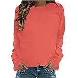 Labor Day Sales Deals Womens Crewneck Sweatshirts Trendy Long Sleeve Solid Pullover Tops Loose Casual Lightweight Basic Comfy Fall Outfits Tops