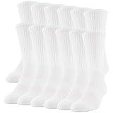 Gildan mens Performance Crew Socks, 12 Pairs Socks, White, Large US