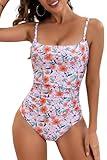Eomenie Women's One Piece Swimsuits Tummy Control Ruched Bathing Suit 1 Piece Swimwear