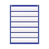 Auchq Magnetic Pocket Chart,Standard Pocket Chart with 7+1 Pockets,14 Double-Sided Dry-Eraser Cards for Daily Schedule,Class Demonstrations,Classroom Office Home Activities (Blue)