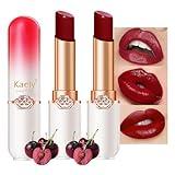 Kaely 2Pcs Black Red Cherry Color Changing Lipstick,Tinted Lip Balm PH Lipstick,Korean Lip Tint Stain Color Change Makeup,Magic Lipstick Long Lasting Waterproof,labiales magicos 24 horas originales