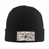 Warm Winter Hat and Stylish Black Knitted Beanie for Men and Women, College Sneaker Art Minimalist Beanies Cap - Elastic and Slouchy