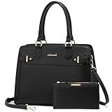 LOVEVOOK Purses and Handbags for Women, Tote Shoulder Bag Satchel Black Purse and PU Leather Top Handle for ladies