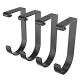 FLEXIMOUNTS 4-Pack Add-On Storage Flat Hook Accessory for Garage Ceiling Storage Rack and Wall Shelving, Black