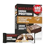 MUSASHI High Protein Bar, 45g Protein, 2g Total Sugars, Peanut Butter & Milk Chocolate Coated, Post Workout and Protein Snack On The Go, 12 Pack of 3.2oz (90g) Bars