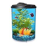 Koller Products 3-Gallon 360 Aquarium with LED Lighting (7 Color Choices) and Power Filter, Ideal for a Variety of Tropical Fish,Crystal-Clear Clarity,AP360A-3FFP