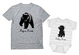 Baby & Papa Bear Men's T-Shirt & Baby Bodysuit Outfit Father & Son Matching Set Dad Gray X-Large/Baby Gray/White NB (0-3M)