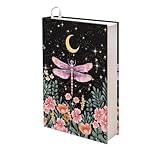 Gomyblomy Moon Dragonfly Print Book Sleeve Covers for Paperbacks Hardcover Textbooks Up to 9" x 11", Floral Flower Pattern Book Sox Stretchable Book Cover School Office Supplies, Washable Reusable