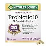 Nature’s Bounty Probiotic 10, Ultra Strength Daily Probiotic Supplement, Support for Digestive, Immune and Upper Respiratory Health, 1 Pack, 30 Capsules