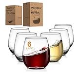 Meolibour Large Stemless Wine Glasses Set of 6, 17 Ounces Red & White Wine Glasses Tumbler for Party, Clear Drink Glasses, Ideal Wine Accessories Gift, Lead-free, Dishwasher Safe