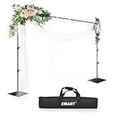 EMART Backdrop Stand, 8.5ft Height 10ft Width Adjustable Background Support Kit with Flat Steel Base for Photography, Photo Pipe and Drape Stand for Parties Birthday Video Studio - Black