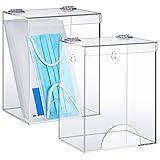 Kathfly 2 Pcs Acrylic Dispenser for Hairnet, Emesis Bags, Wall Mount Clear Acrylic Face Mask Holder for Beard Nets, Safety Glasses, Shoe Covers
