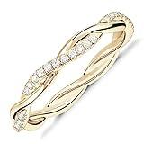 PAVOI 14K Gold Plated Cubic Zirconia Twisted Rope Eternity Band Yellow Gold for Women Size 6