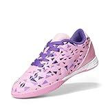 DREAM PAIRS Boys Girls Indoor Sneakers Lace Up Sport Athletic Casual IC Youth Futsal Football Soccer Shoes for Little/Big Kid,Size 10 Toddler,Pink/Purple,SDSO2412K