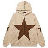 YEOU Women Star Print Zip Up Loose Fit Hoodies Y2K Retro Harajuku Oversized Hip Hop Gothic Punk Sweatshirts