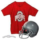Franklin Sports Ohio State Buckeyes Kids College Football Uniform Set - NCAA Youth Football Uniform Costume - Helmet, Jersey, Chinstrap Set - Youth M,(One Size)