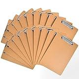 Happyhapi 20 Pack Hardboard Office Clipboards, A4 Letter Size (9 x 12.5 Inches) with Low Profile Wood Clips for Office, School, Hospital Supplies