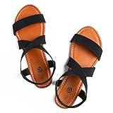 Rekayla Elastic Ankle Wrap Flat Sandals for Women New Black Size 8.5