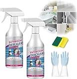 COCOSILIYA 2pcs Bathroom Descaler Spray, Stubborn Stains Cleaner, Multipurpose Bathroom Foam Cleaner, 2024 New Bathroom Descaler Cleaner, Powerful Descaling Cleaning Agent for Bathtub Glass