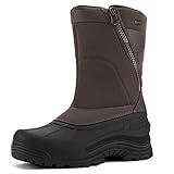 mysoft Men's Winter Snow Boots Mid Calf Waterproof Insulated Fur Lined Warm Anti-Slip Zip Boot