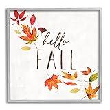 Stupell Industries Hello Fall Autumn Tree Leaves Seasonal Statement