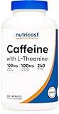 Nutricost Caffeine with L-Theanine, 100mg of Each, 240 Capsules, 240 Servings - Non-GMO and Gluten Free