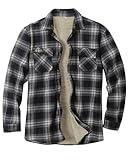 Beotyshow Mens Sherpa Fleece Lined Flannel Shirt Jacket Long Sleeve Button Down Plaid Winter Jacket