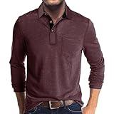 Mens Long Sleeve Polo Shirts Amazon Outlet Store Clearance Prime Deals Mens T-Shirts Collars and Co Mens Shirts Men's Button Down Shirts Fall Shirts for Men Cotton Polo Shirts Red L