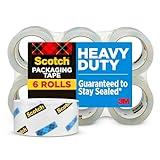 Scotch Heavy Duty Shipping Packing Tape, Clear, Shipping and Packaging Supplies, 1.88 in. x 54.6 yd., 6 Tape Rolls