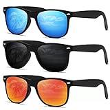 DEMIKOS Sunglasses Unisex Polarized Mens Sunglasses - Essential for Daily Life and Travel Mens Sunglasses (heihui+binlan+heibai), Blue, Medium