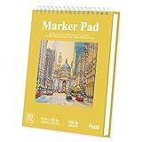 Marker Paper Sketchbook, 9"X12" Alcohol Marker Paper, 60 Sheets (200gsm/ 120lb) Marker Sketchbook Bleedproof, Professional Art Supplies for Adults & Teens.