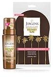 Jergens Natural Glow Instant Sun Body Mousse, Light Bronze Tan, 6 Ounce Sunless Tanning with Natural Glow Body Applicator Mitt, Flawless, Streak-free Tanning Blender Glove