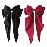 2 Pcs Big Bow Hair Clips, Bows for Women, Back to School Gifts Headdress Decor, Hair Band Set, Baby Teen Girl Stuff Hair Styling Accessories(Black And Red)