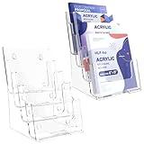 HLF-ho Brochure Holder 4 Tier 6x9 inch Acrylic Brochure Holder Plastic Flyer Holder Clear Brochure Holder Display Stand Pamphlet Holder Countertop Literature Holder for Flyer, Pamphlet, 2 Pack