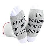 GJTIM 2 Pairs Reality TV Show Inspired Gift Please Do Not Disturb I’m Watching Reality Shows Socks Reality Show Lover Gift (Watching Reality Shows)