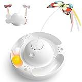 Potaroma Electric Fluttering Butterfly Cat Toys Smart Interactive Electronic Kitten Toy, Bell Track Balls, Indoor Exercise Cat Kicker, 3 AA Batteries Required (Bright White)