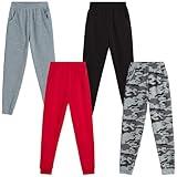 Coney Island Boys' Sweatpants - 4 Pack Soft Stretch Active Fleece Joggers for Boys - Cozy Boys Athletic Pants (Sizes: 4-16), Size 7, Black/Heather Grey/Red/Camo