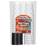 Hefty Paper Disposable Hot Cups with Lids, 16 Ounce, 20 Count