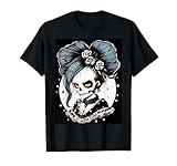 Edgy Elegance: Skull with Punk Rock Roses Graphic Design T-Shirt