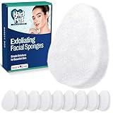 HartFelt [10 Pack] Regular Exfoliating Facial Sponge for Face - Daily Cleansing Scrubber - Buf Dirt Away with Puf Styled Reusable Face Pads for Removing Makeup, Dirt, and Dead Skin - Made in USA