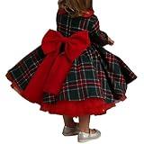 Girls Christmas Dress Toddler Baby Girl Family Matching Christmas Outfits Plaid Tulle Tutu Skrit Xmas Clothes Kids (Christmas Dress_Red Bow, 2-3 Years)